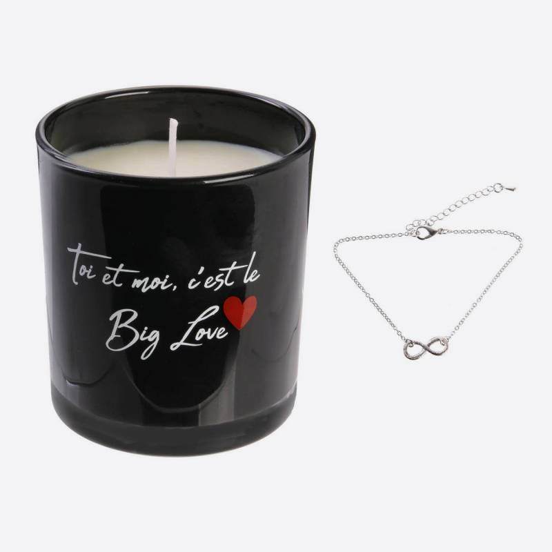 Bougie parfumée avec bracelet surprise, idée cadeau originale disponible à Tournai.